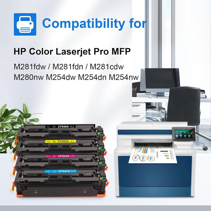 MyCartridge Ersatz für HP 203A CF540A Toner CF541A CF542A CF543A für HP Color Laserjet Pro MFP M281f
