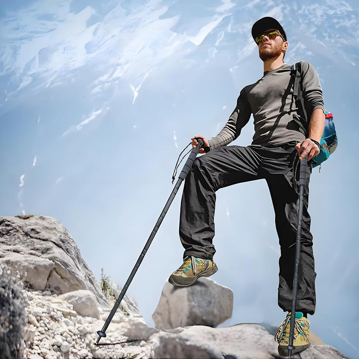 Goutime Aluminium-Trekkingstöcke Wanderstöcke – Höhenverstellbar 123 cm stossdämpfend für Wanderunge
