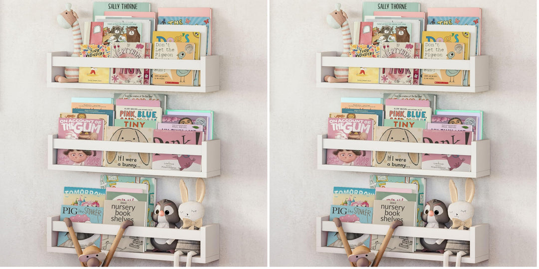 NATURE SUPPLIES Bücherregal Kinder, 3er-Set, Regal Kinderzimmer, Wandregal Kinderzimmer, ideal für B