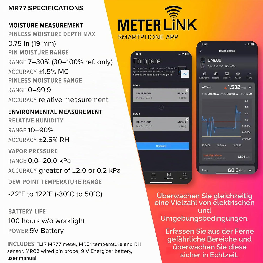 FLIR MR77 Pinless Moisture Meter, MR77