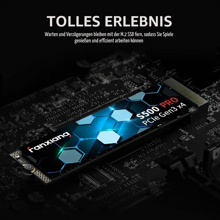 fanxiang S500 Pro 1TB NVMe SSD M.2 PCIe Gen3x4 2280 Eingebaute SSD, SLC Cache 3D NAND TLC, Bis zu 35