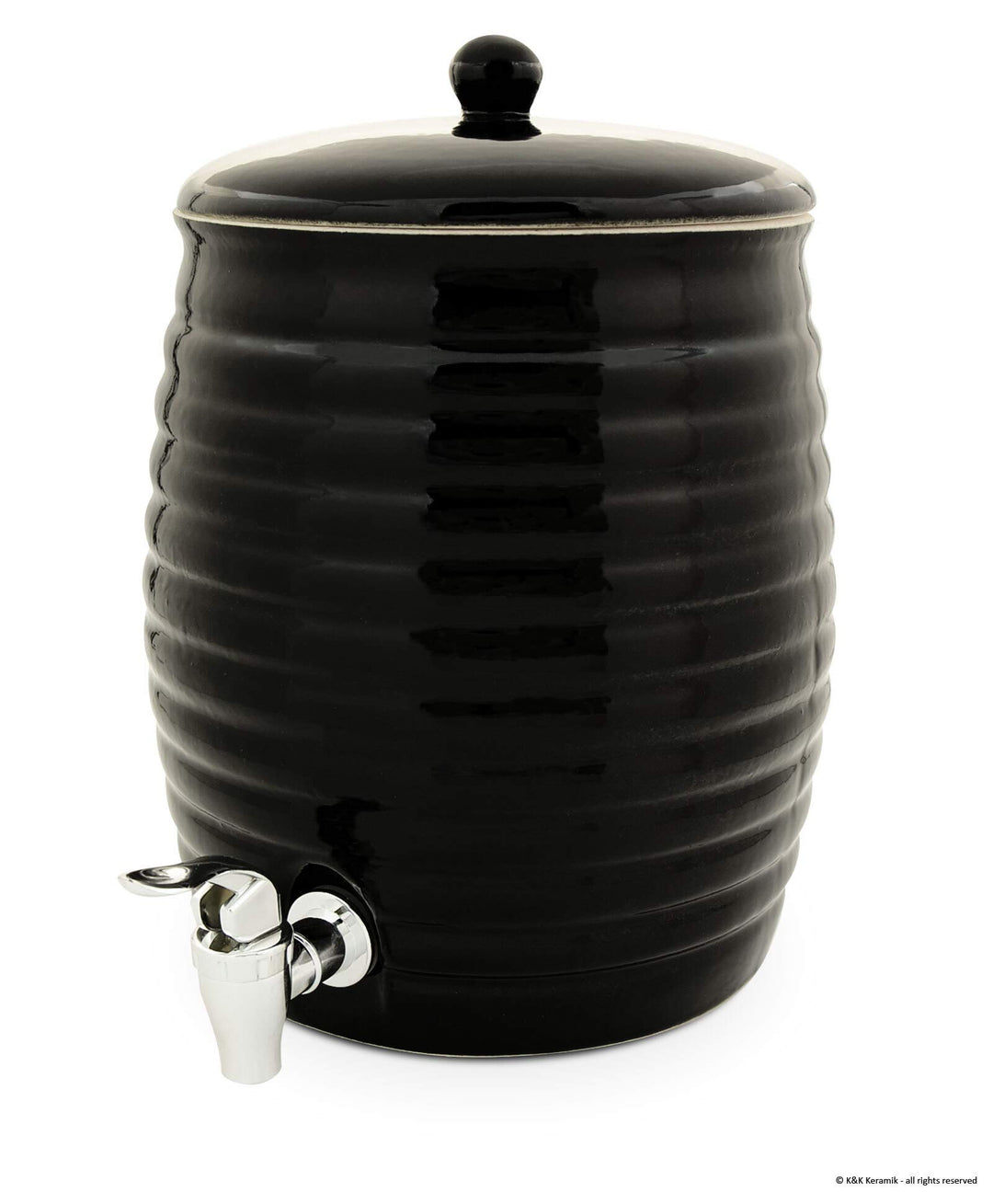 KERAZO Getränkespender, Fass, Rumtopf, Gefäss zur Fermentation von Kombucha inkl. Zapfhahn 6,0L, sch