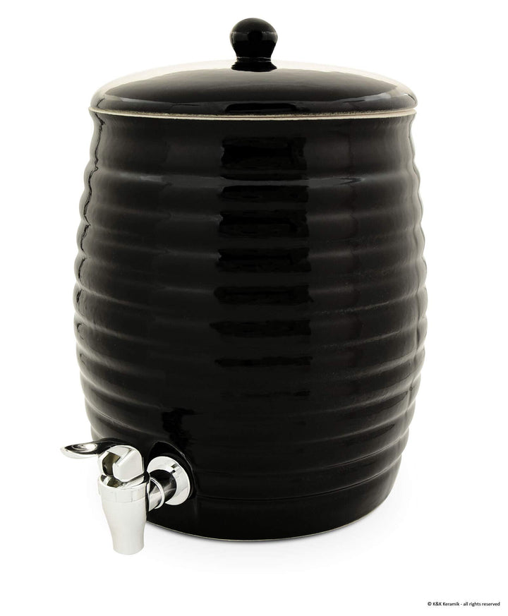 KERAZO Getränkespender, Fass, Rumtopf, Gefäss zur Fermentation von Kombucha inkl. Zapfhahn 6,0L, sch