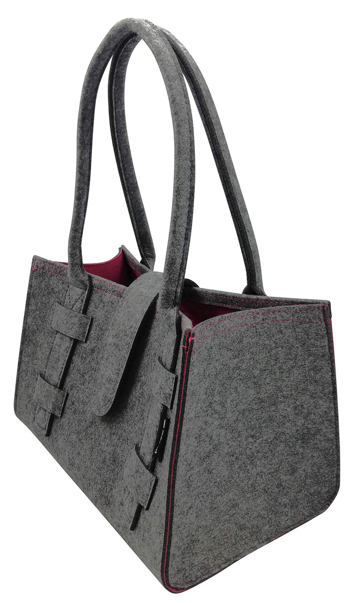 Tebewo Handtasche,Shopping Bag aus Filz, verschliessbare Einkaufs-Tasche mit Henkel, Einkaufskorb, F