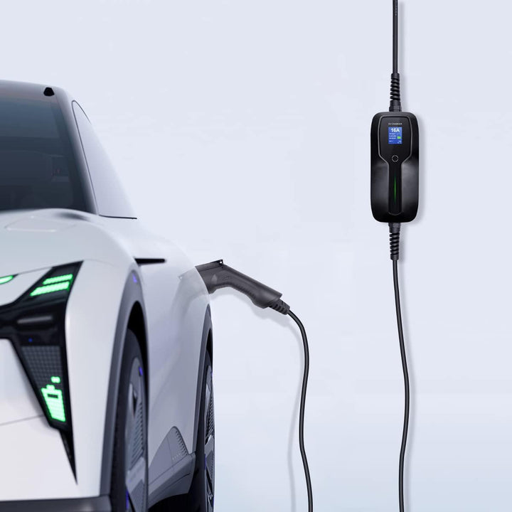 Morec Typ1 Tragbares EV Ladekabel Schaltbare Ladebox 10/16A Ladegerät mit Bildschirm Schuko 2 Pin EV