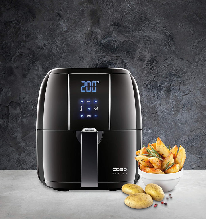 Caso | AF200 Heissluftfritteuse 3 L | 6 Programme, 60-200°C, gesünder frittieren ohne Öl/Fett, Edels