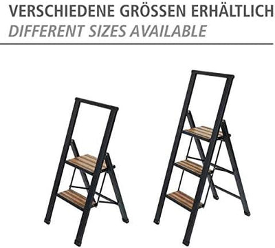 WENKO Leichte Aluminium Trittleiter mit 2 Stufen für 50 cm höheren Stand, rutschsichere XXL-Stufen,