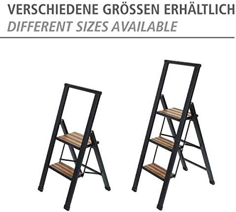 WENKO Leichte Aluminium Trittleiter mit 2 Stufen für 50 cm höheren Stand, rutschsichere XXL-Stufen,