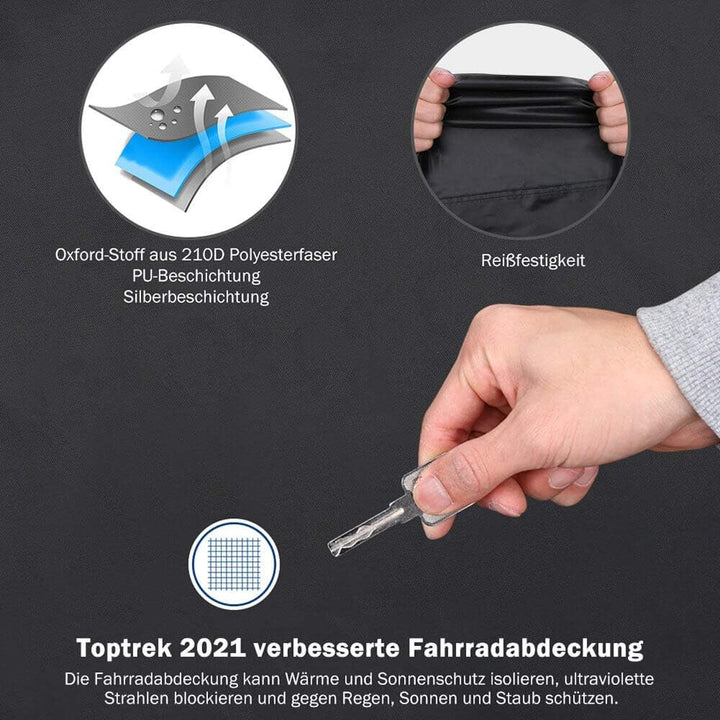 Toptrek Fahrradabdeckung 210D mit Nahtband Oxford-Gewebe Wasserdicht Hochwertige Fahrradgarage Outdo