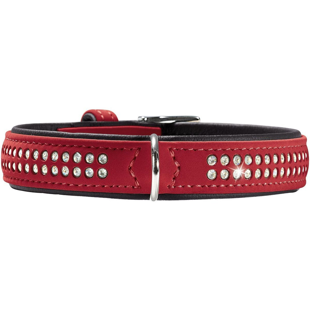 HUNTER SOFTIE DELUXE Hundehalsband, Kunstleder, glitzernde Strasssteine, 35 (XS), rot rot 35 (XS), r