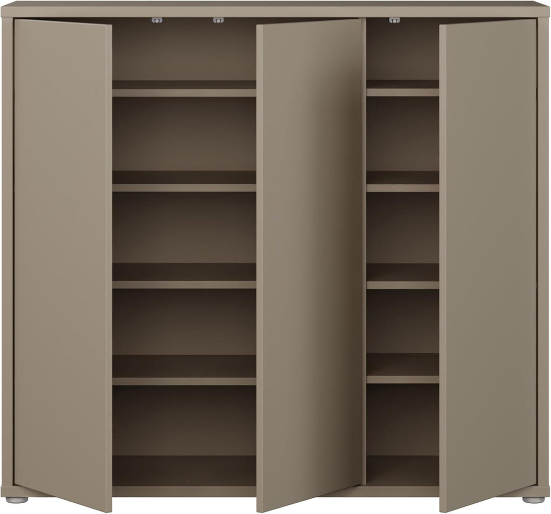 Forte ALICE SPRINGS Schuhschrank 100 110, modern-minimalistisch, 3-türig, Flurschrank, Holzwerkstoff