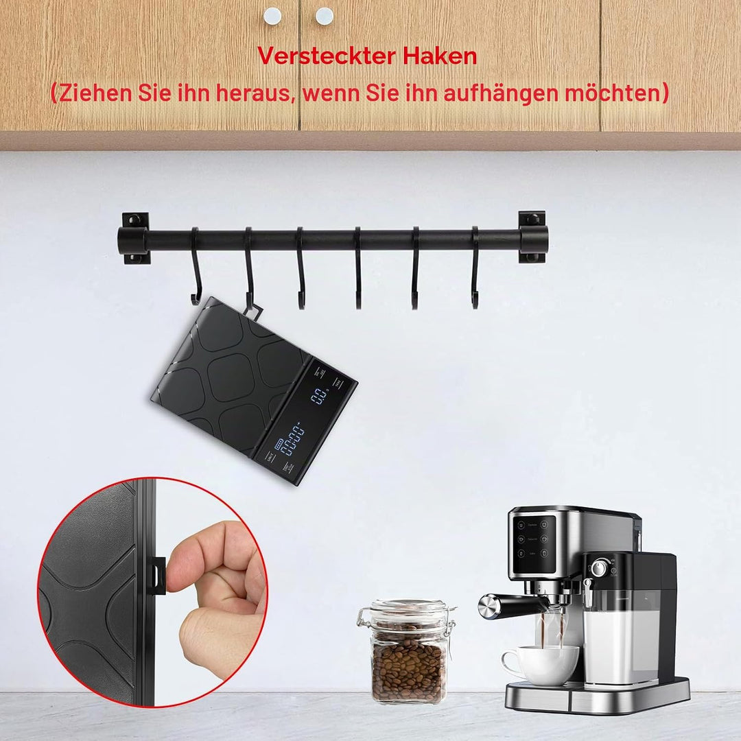 Mini Kaffeewaage mit Timer Wiederaufladbare Digital kaffeewaage 5kg/0,1g Präzisionswaage für Espress
