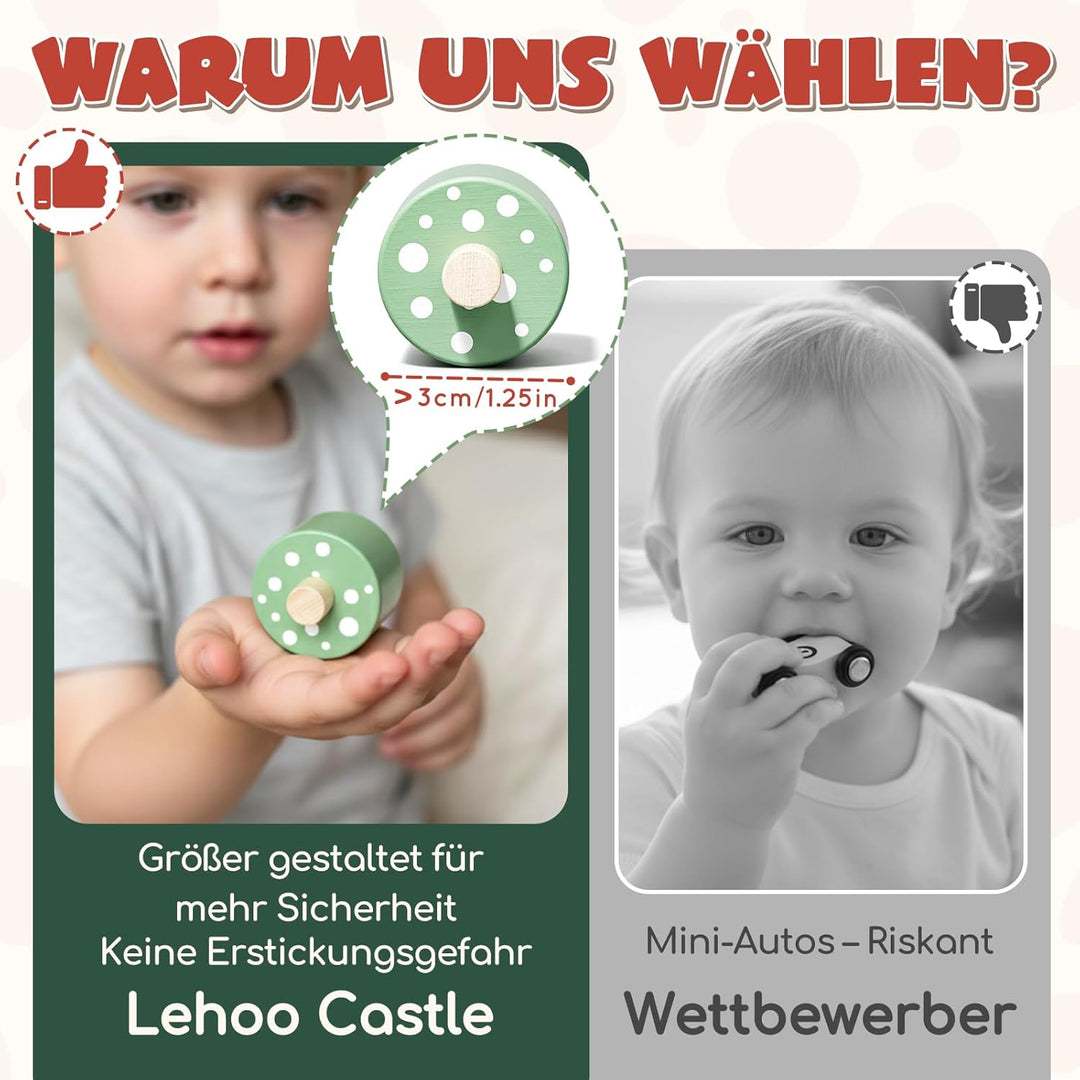 Lehoo Castle Montessori Spielzeug ab 1 2 Jahr, Dinosaurier Kugelbahn Holz, Holzspielzeug ab 1 2 Jahr