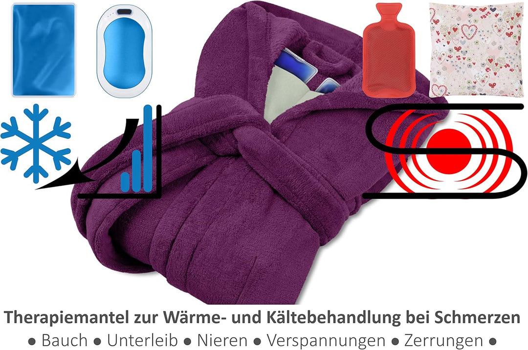 Emily´s Check Kuschelfleece Therapie Bademantel mit Kapuze und Innentaschen 1582.2293 S beere, S bee