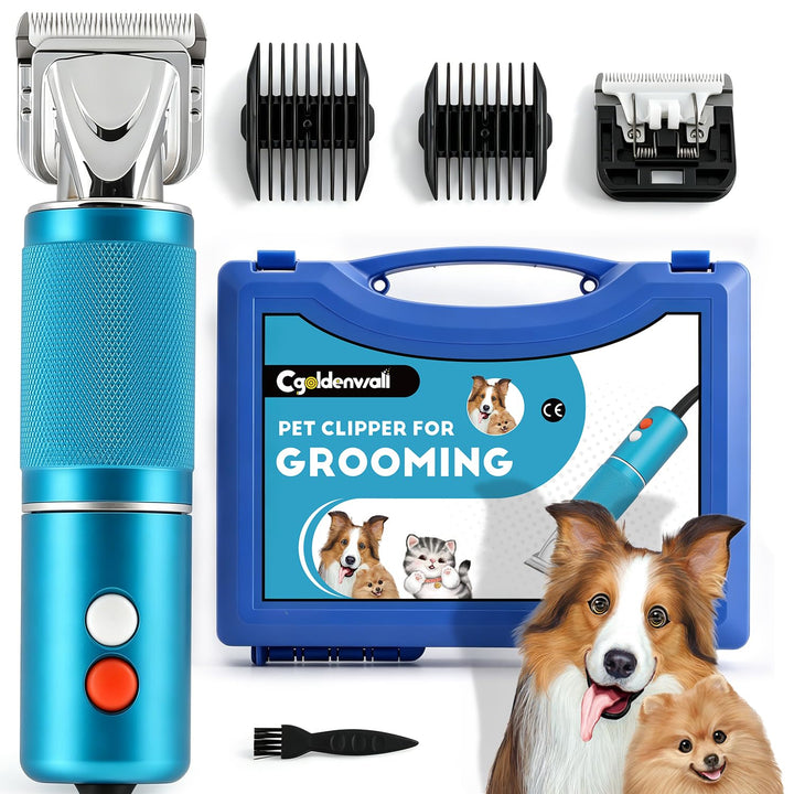 CGOLDENWALL Leise Hundeschermaschine Profi 300W, 2000-6000RPM Stufenlose Geschwindigkeitsregelung, 3