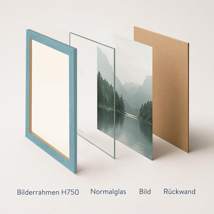 WANDStyle Bilderrahmen Strandhaus Stil 40x50cm I Farbe: Blau I Fotorahmen I rustikaler Holzbilderrah