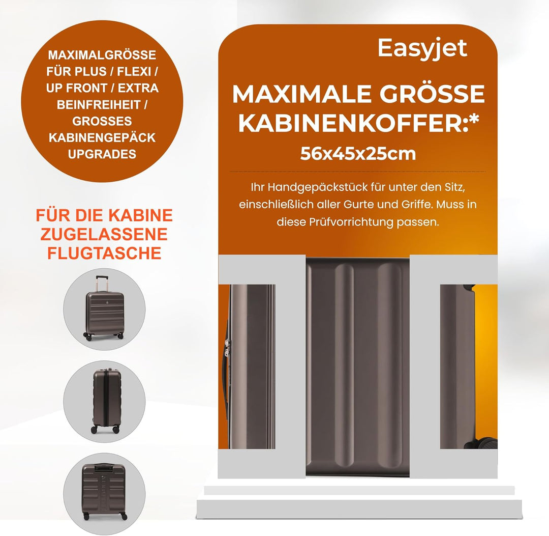 Aerolite 56x45x25 easyJet / British Airways / Jet2 Höchstbetrag 4-Rad Handgepäck Leichtgewicht Harts
