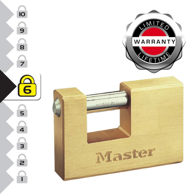 MASTER LOCK 606EURD Vorhängeschloss 63mm Vollmessing (Rechteckiges Gehäuse) 6,5 x 6,3 x 1,4 cm, 6,5