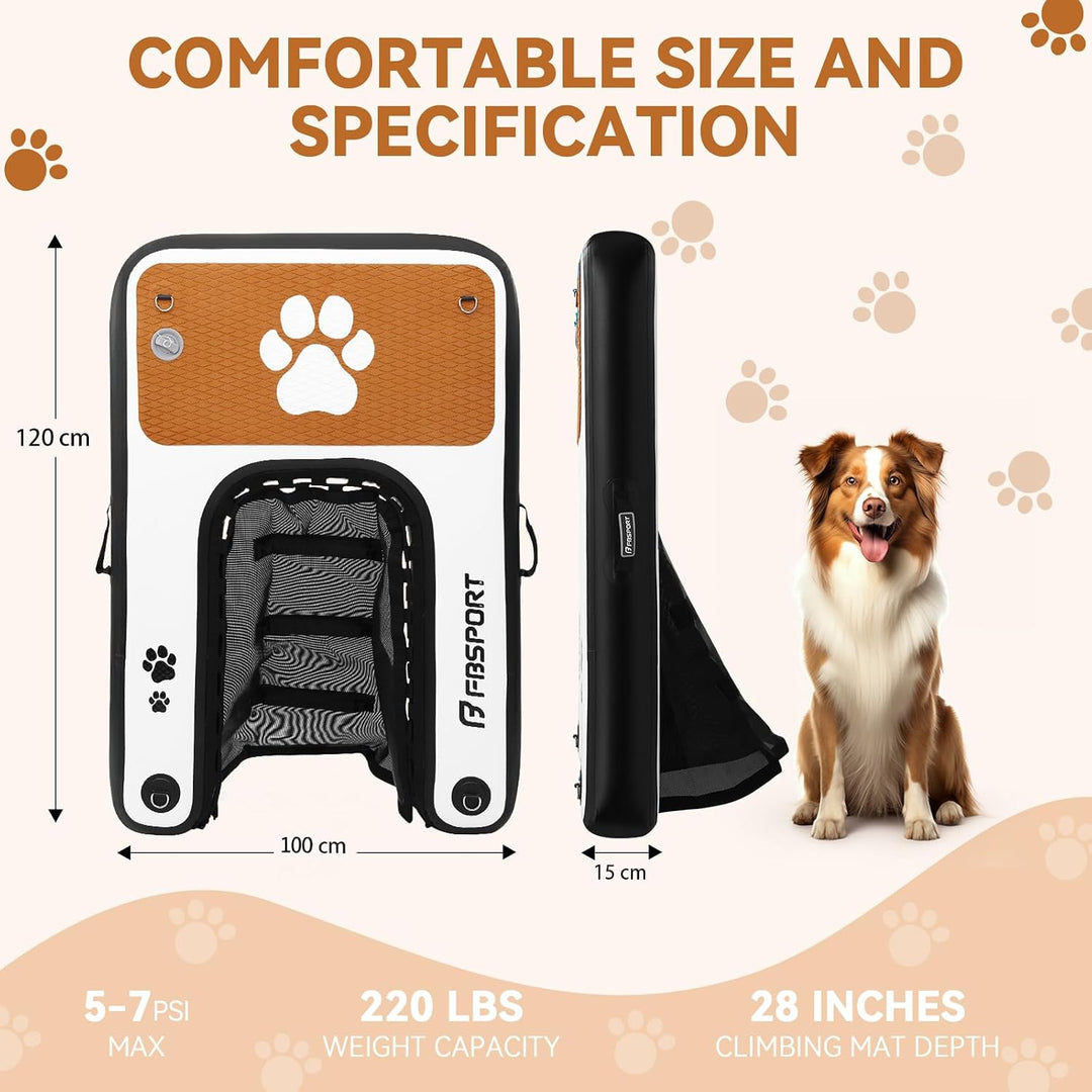 FBSPORT Hunderampe Aufblasbare Hunde Wasserrampe, Hundeboot Rampe Schwimmende Dock Leiter für Pool,