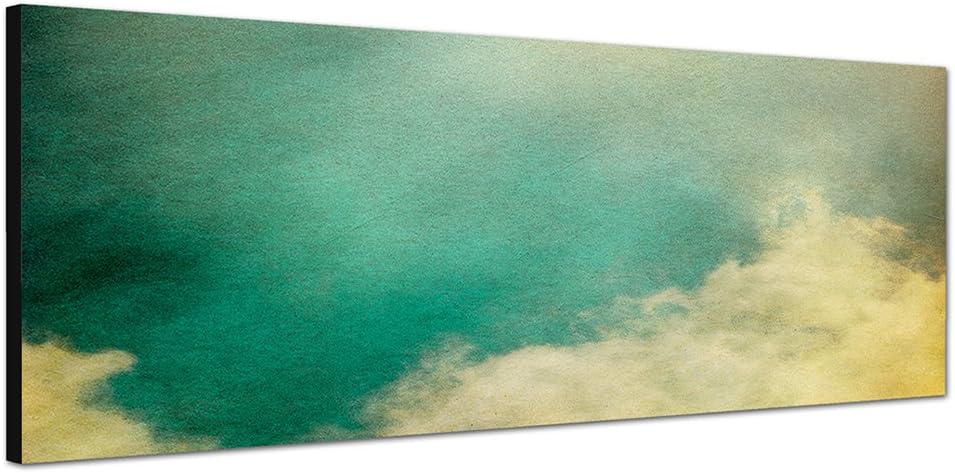 Paul Sinus Art Panoramabild auf Leinwand und Keilrahmen 150x50cm Himmel Wolken Sonnenlicht Vintage