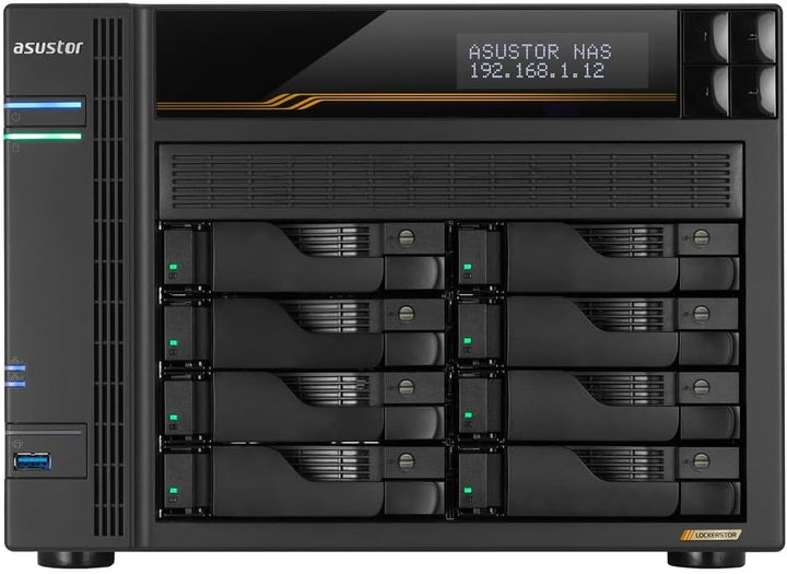 Asustor Lockerstor 8 Gen3 AS6808T 8 Bay NAS Netzwerkspeicher, AMD Ryzen Quad-Core 2.3 GHz, 16GB RAM