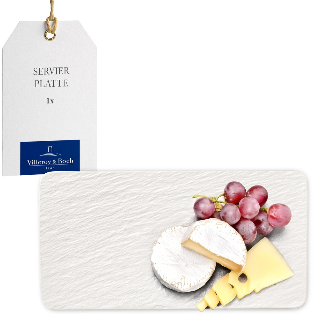 Villeroy und Boch - Manufacture Rock blanc Servierplatte rechteckig, weisse Präsentationsplatte für