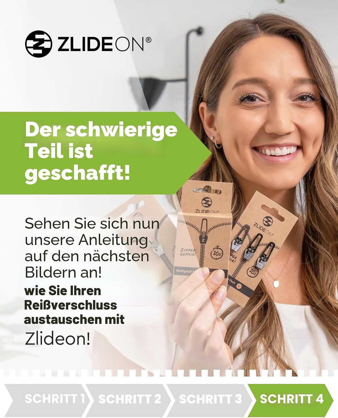 ZlideOn Reissverschluss Zipper Ersatz Reparatur Set – Schwarz Reissverschluss Reparieren Für Metallr