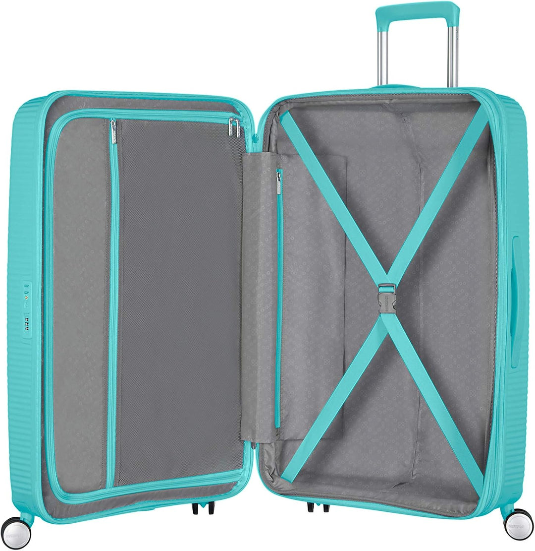 American Tourister Soundbox - Spinner M Erweiterbar Koffer, 67 cm, 71.5/81 L, Blau (Poolside Blue) P