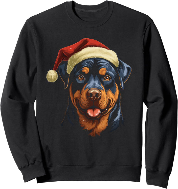 Rottweiler mit Weihnachts Mütze Sweatshirt