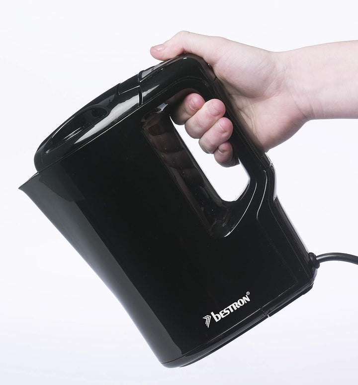 Bestron AWK810 Handlicher Reise-Wasserkocher mit Kochstopp-Automatik, 0,9 Liter, 500 Watt, Schwarz 0