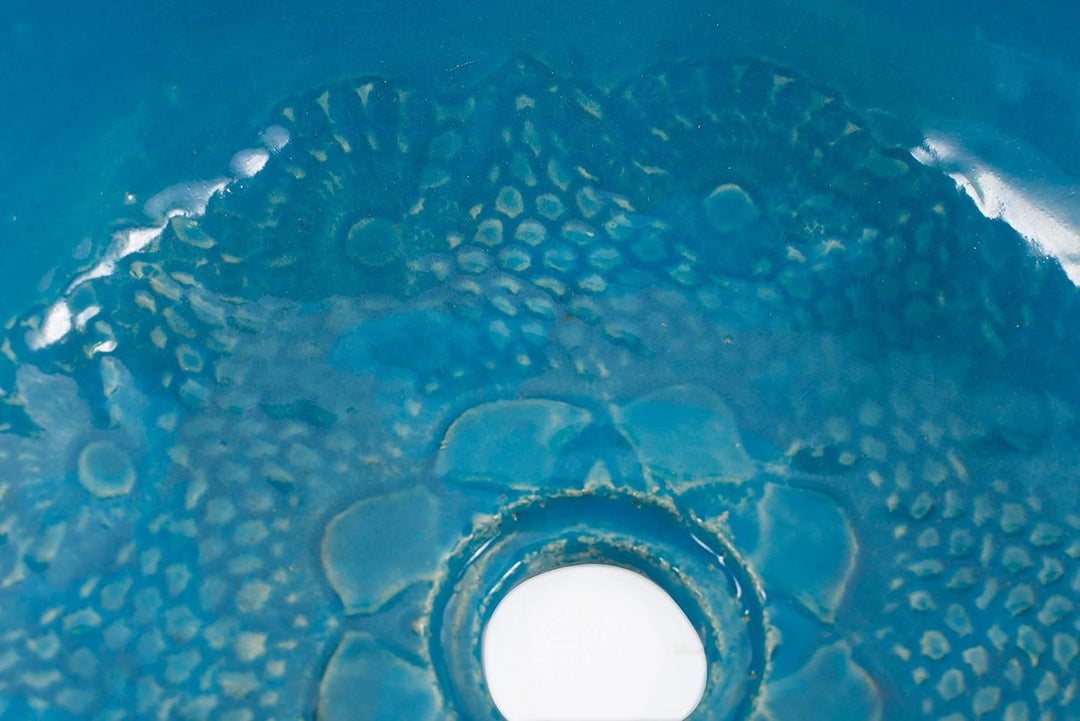 Lucja - Handbemaltes Waschbecken in Türkis | Rund Keramik Ausatzwaschbecken 38 cm | Handmade Kunstle