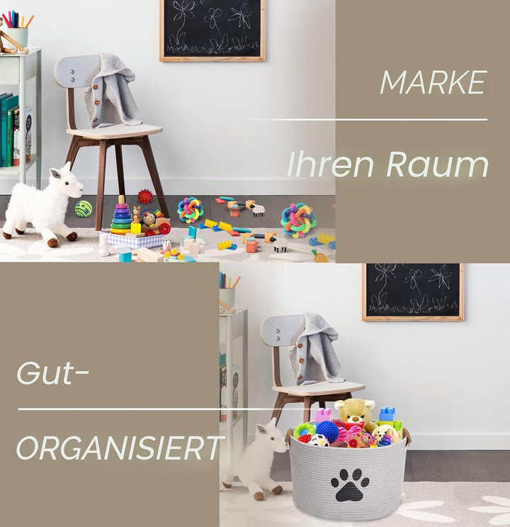 Morezi Hundespielzeug Aufbewahrungskorb，hunde spielzeugkorb,Aufbewahrungskorb aus Baumwollseil , ide