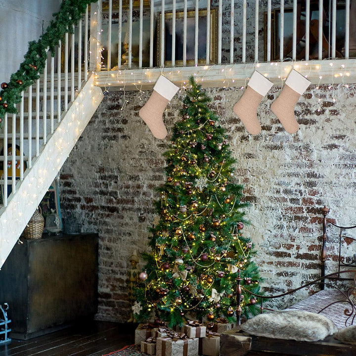 Sunshane Weihnachsstrumpf Sackleinen Kamin Weihnachtssocken zum Befüllen & Aufhängen für Weihnachtsd