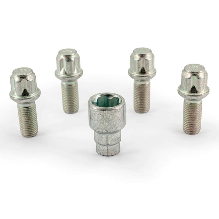 H&R Felgenschloss-Set R14 M14x1.50x28mm Kugelbund - 4 Felgenschloss-Schrauben inkl. Adapter