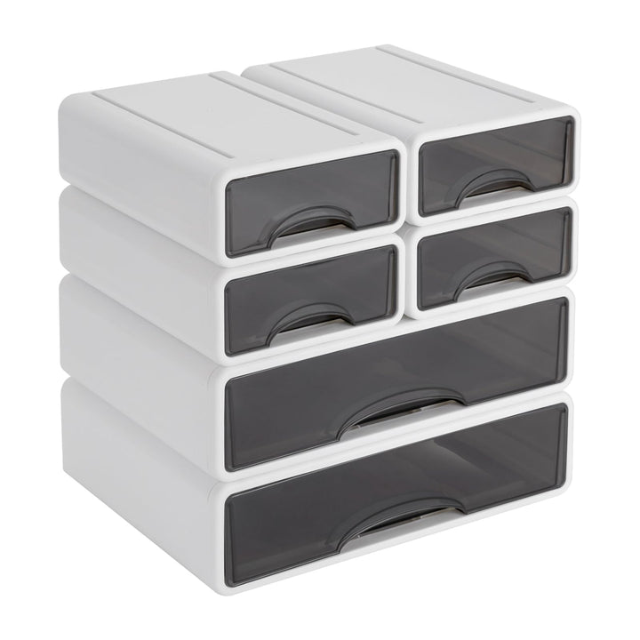 Stapelbarer Schreibtisch-Organizer mit 6 Schubladen, 4-Tier Büro Aufbewahrungsbox, Schreibtisch Schu