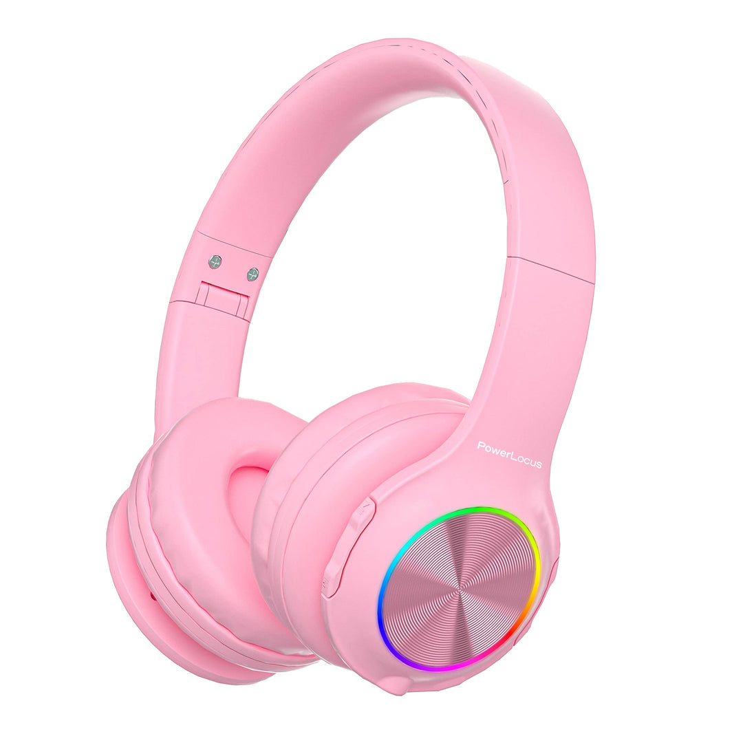 PowerLocus Kinderkopfhörer Bluetooth, Kinder Kopfhörer Kabellos mit LED-Leuchten und 94DB Lautstärke