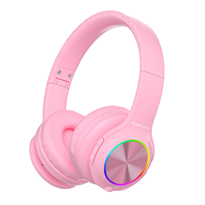 PowerLocus Kinderkopfhörer Bluetooth, Kinder Kopfhörer Kabellos mit LED-Leuchten und 94DB Lautstärke