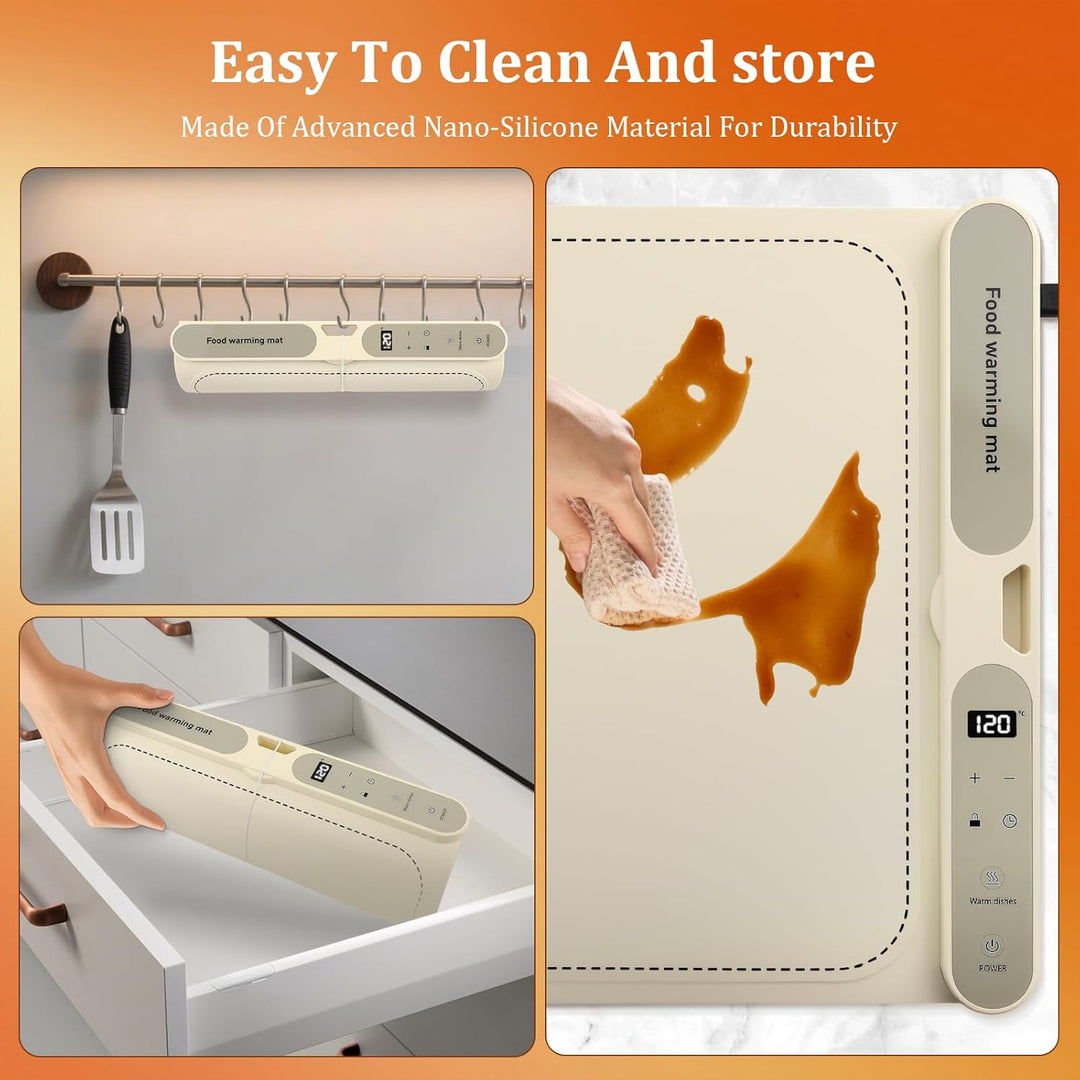 Warmhalteplatte für Speisen 8 Gerichte, Speisenwärmer aus Nano-Silikonmaterial Ganzflächige Erwärmun