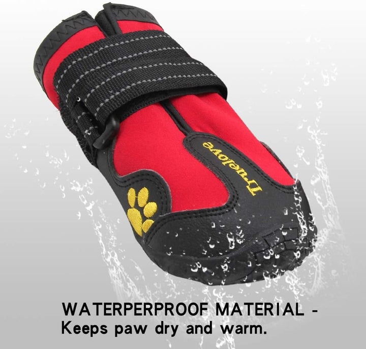 MOKCCI Truelove Pfotenschutz Hundestiefel,Wasserdicht Hundeschuhe mit Reflektierenden Riemen für Kle
