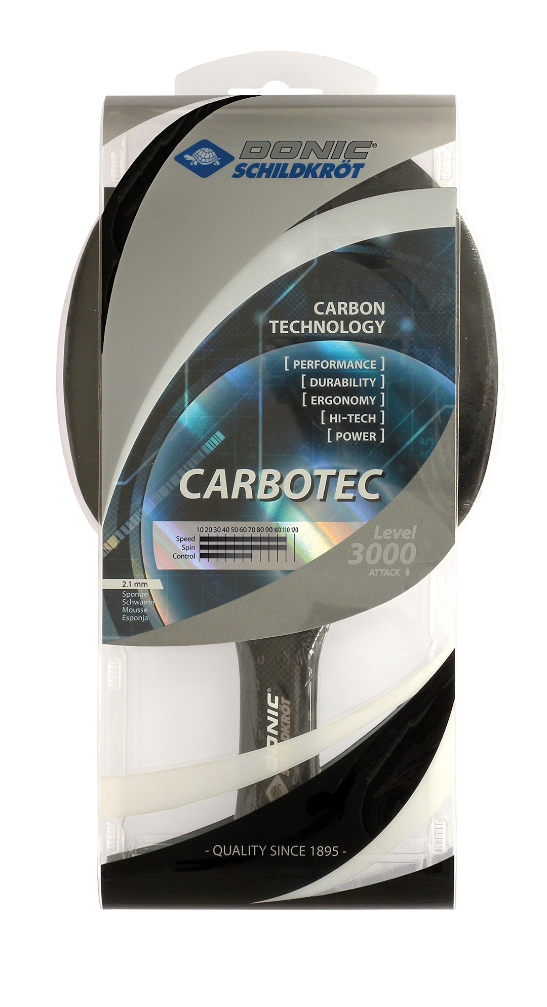 Donic-Schildkröt Tischtennisschläger CarboTec 3000, Carbon, One-Piece Konstruktion
