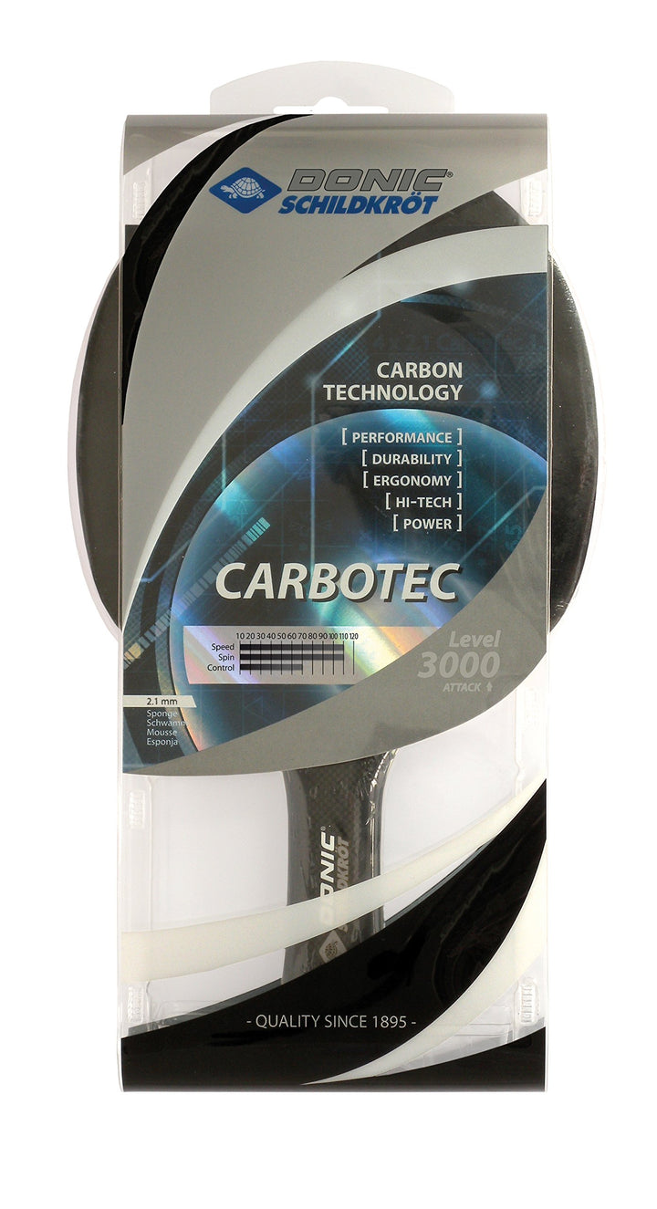 Donic-Schildkröt Tischtennisschläger CarboTec 3000, Carbon, One-Piece Konstruktion