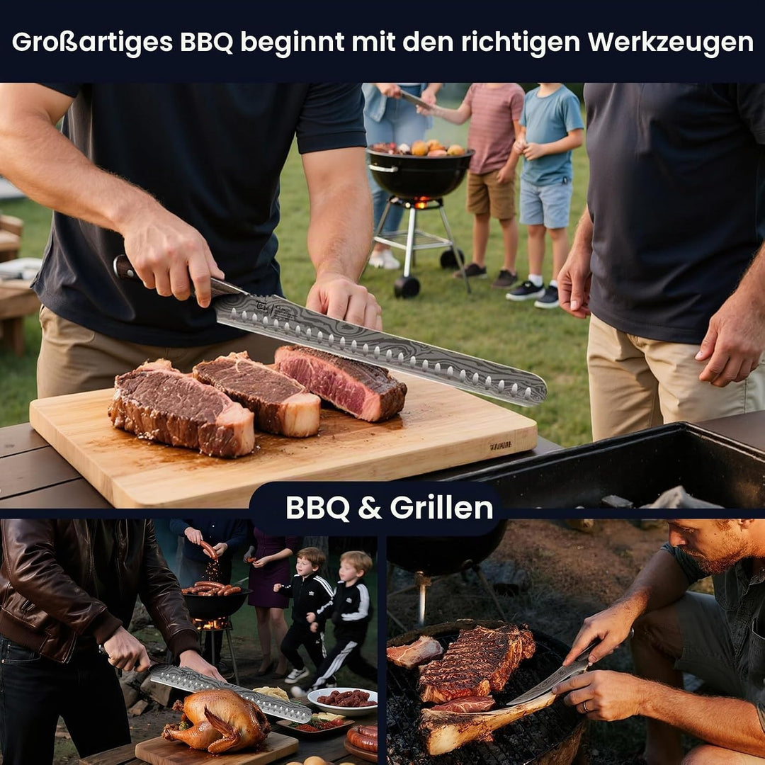 Fleischermesser Set 2-teilig, Küchenmesser zum Schneiden von Fleisch, Hackmesser, Ausbeinmesser &amp; Ze