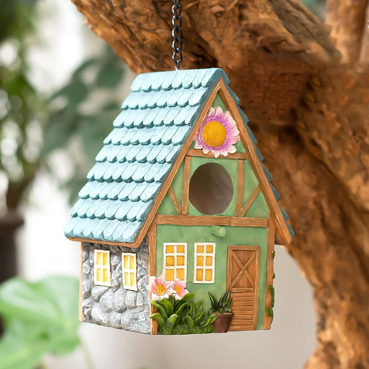 Holz Vogelhaus Nistkasten 21 x 15 x 13cm Mit Dekorativem Holzdach, Haus für Vögel, Vogelhäuschen für
