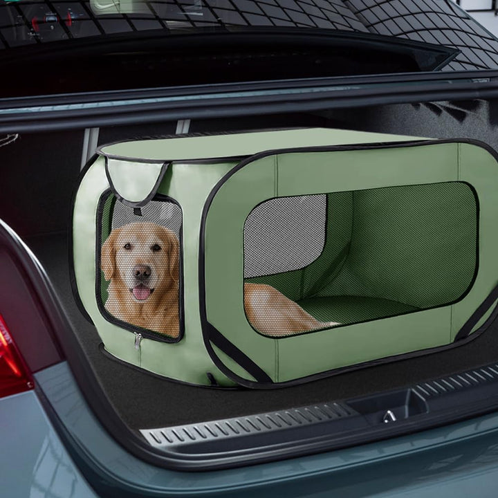 Faltbare Hundebox Auto, Transportbox Hund & Katze bis 29.5 kg (94x53x53 cm), Robuste Hundetransportb