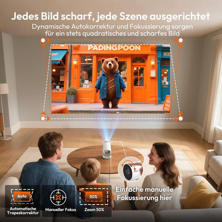 Beamer 4k 1080P 2025 Full HD Unterstützt Android 11, Gimbal 3s Aktualisierter Mini-Projektor 5G WiFi