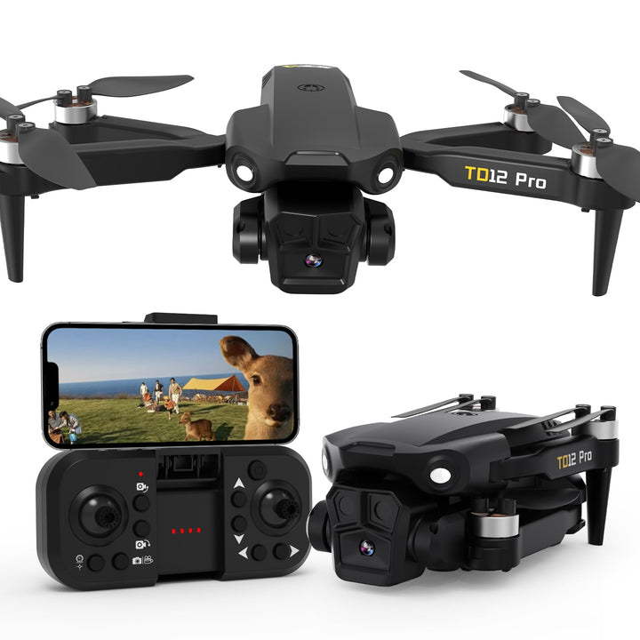 TD12PRO Mini-Drohne mit Kamera für Anfänger, Faltbare Drohnen für Erwachsene, Bürstenloser Motor, 3