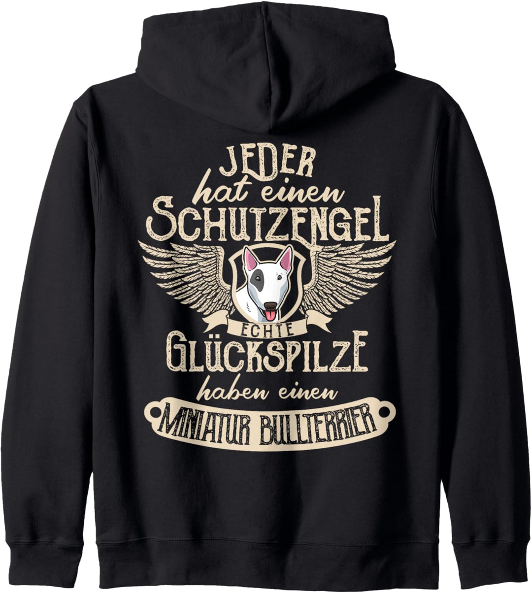 Miniatur Bullterrier mit Schutzengel Spruch Kapuzenjacke