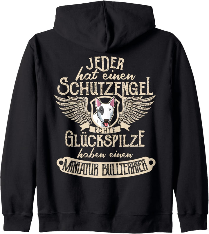 Miniatur Bullterrier mit Schutzengel Spruch Kapuzenjacke