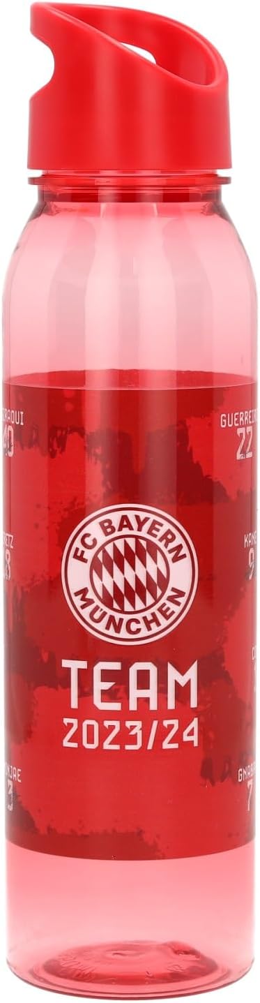 FC Bayern München Trinkflasche - Signature - 2023/24 rot/transparent Tritan Flasche Unterschriften F