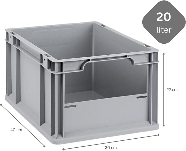 SuperSparSet 8x Eurobox NextGen Insight | HxBxT 22x30x40cm | 20 Liter | Front offen | Eurobehälter,